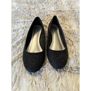 Hot cakes Slip On Flats Shoes Women's Size 10 W Glitter Rhinestones Black